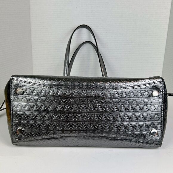 Michael Kors Voyageur Specchio Medium Top Zip Tote Bag Gunmetal Silver Metallic - Picture 7 of 16